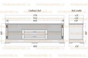 ТВ тумба Верди - 319.180 (со стеклами) из массива дерева Ш-180см,В-60см,Г-45см