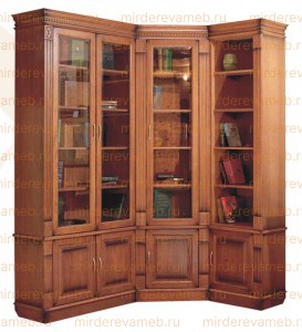 Книжный шкаф Верди угловой - 291 из массива дерева Ш-192.5*142.5см,В-230см,Г-40см