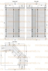 Книжный шкаф Верди угловой - 290 из массива Ш-142.5*142.5см,В-230см,Г-40см