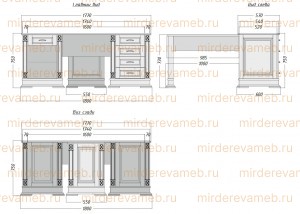 Письменный стол Верди - 203 из массива дерева Ш-180см,В-75см,Г-60см