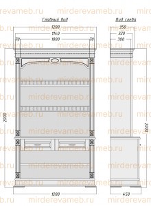 Буфет Верди - 097 из массива дерева Ш-120см,В-200см,Г-45см