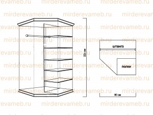 Шкаф Верджиния угловой из массива дерева Ш-90*90см,В-230см,Г-60*60см