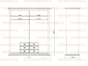 Шкаф Верджиния 276 из массива дерева Ш-220см,В-230см,Г-60см