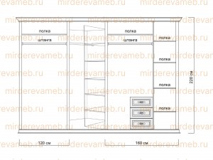 Шкаф Верджиния 600 - 1 угловой из массива дерева Ш-120+90/90+160см*230см*60см