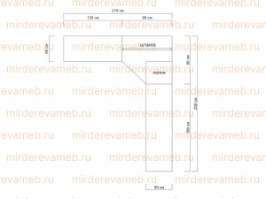 Шкаф Верджиния 600 - 1 угловой из массива дерева Ш-120+90/90+160см*230см*60см