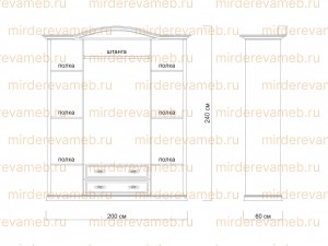 Шкаф Лаура 210 из массива дерева Ш-200см,В-240см,Г-60см
