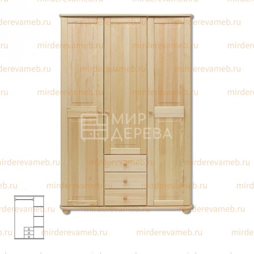 Шкаф Витязь 101 из массива дерева Ш-120см,В-190см,Г-60см