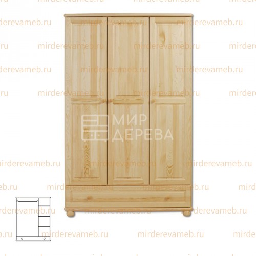 Шкаф Витязь 106 из массива дерева Ш-120см,В-190см,Г-60см
