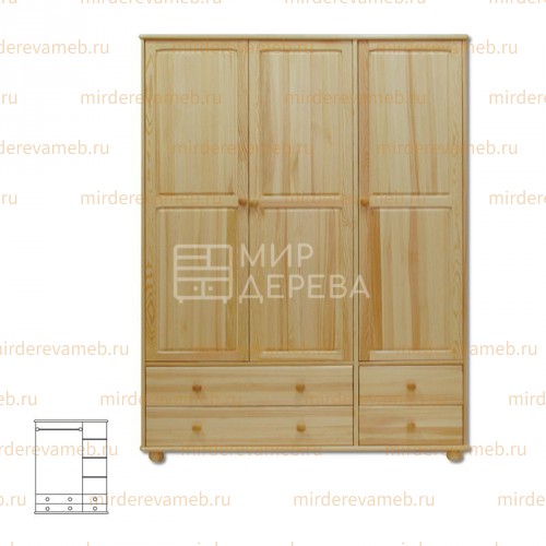 Шкаф Витязь 118 из массива дерева Ш-140см,В-200см,Г-60см