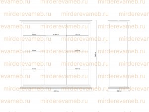 Шкаф - купе Лирона 3х створчатый модель№2 из массива дерева Ш-200см,В-240см,Г-60см