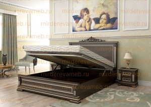 Кровать Италия модель №2 с подъемным механизмом из массива дерева