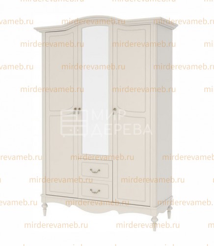 Шкаф Амелия трехстворчатый с ящиками и зеркалом Ш-156см,В-230см,Г-63см