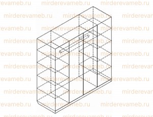Шкаф Веста №4 из массива дерева Ш-200см,В-210см,Г-60см