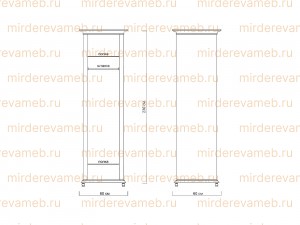 Шкаф Мальта №1 из массива дерева Ш-60см,В-230см,Г-60см
