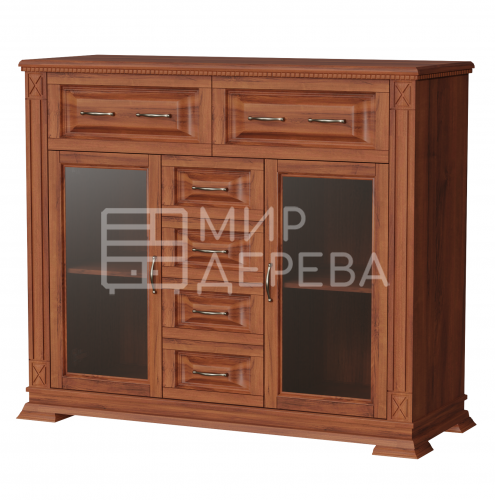 Комод Верди - 206 (стекло) из массива Ш-120см,В-100см,Г-45см
