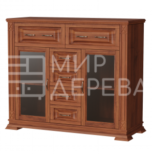 Комод Верди - 206 (стекло) из массива Ш-120см,В-100см,Г-45см