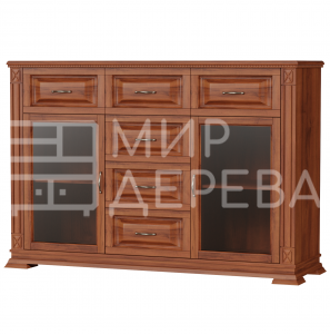 Комод Верди - 212 (стекло) из массива Ш-150см,В-100см,Г-45см