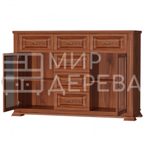 Комод Верди - 212 (стекло) из массива Ш-150см,В-100см,Г-45см