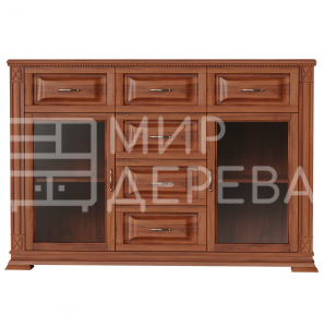 Комод Верди - 212 (стекло) из массива Ш-150см,В-100см,Г-45см