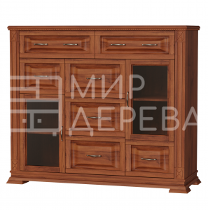 Комод Верди - 295 (стекло) из массива Ш-130см,В-110см,Г-45см