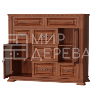 Комод Верди - 295 (стекло) из массива Ш-130см,В-110см,Г-45см
