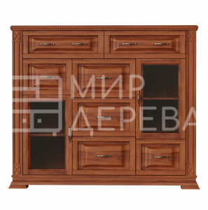 Комод Верди - 295 (стекло) из массива Ш-130см,В-110см,Г-45см