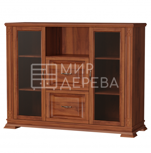 Комод Верди - 240 (стекло) из массива Ш-130см,В-100см,Г-45см