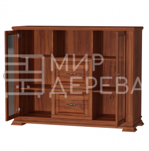 Комод Верди - 240 (стекло) из массива Ш-130см,В-100см,Г-45см