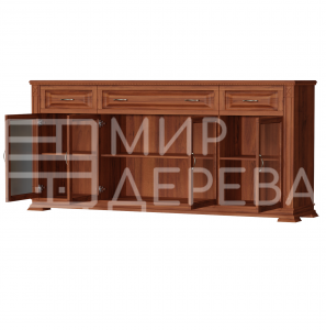 Комод Верди - 258 (стекло) из массива Ш-200см,В-90см,Г-45см
