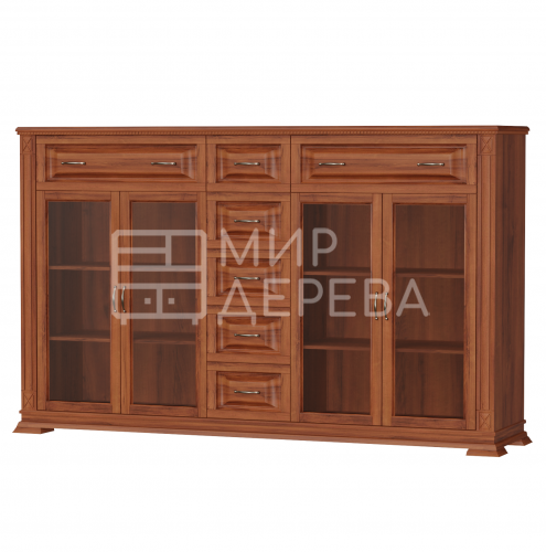 Комод Верди - 262 (стекло) из массива Ш-200см,В-120см,Г-45см